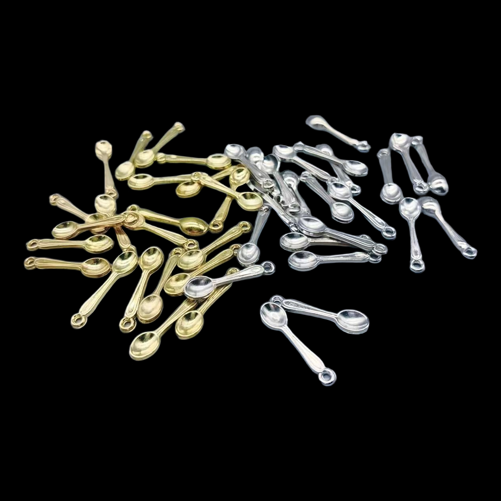 100pcs Small Spoon Charm Gold  - Gold Cutlery Flatware recensie en prijs