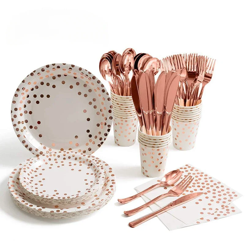 Rose Gold Disposable Tableclot - Gold Cutlery Flatware recensie en prijs