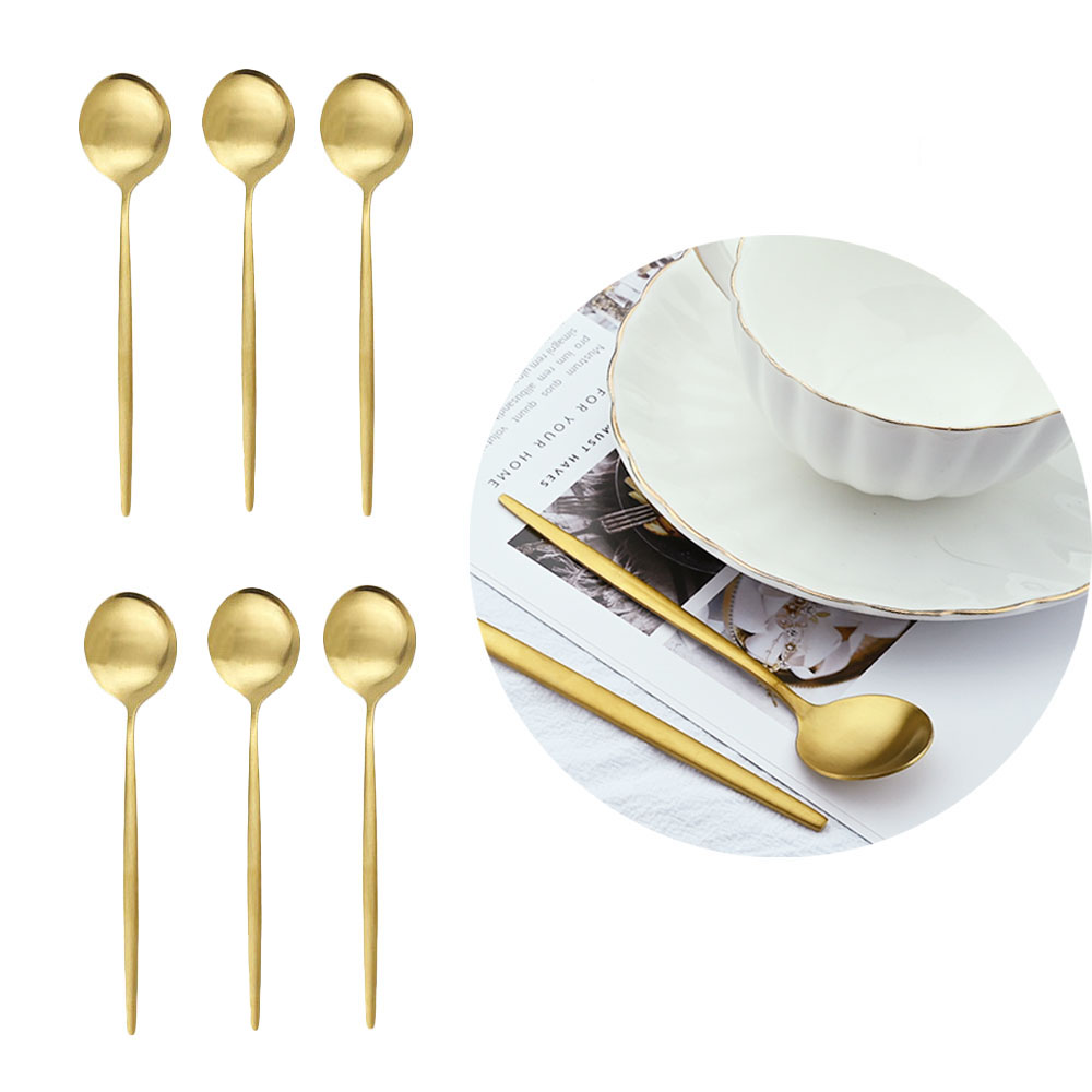 6Pcs Matte Stainless Steel Tea - Gold Cutlery Flatware recensie en prijs
