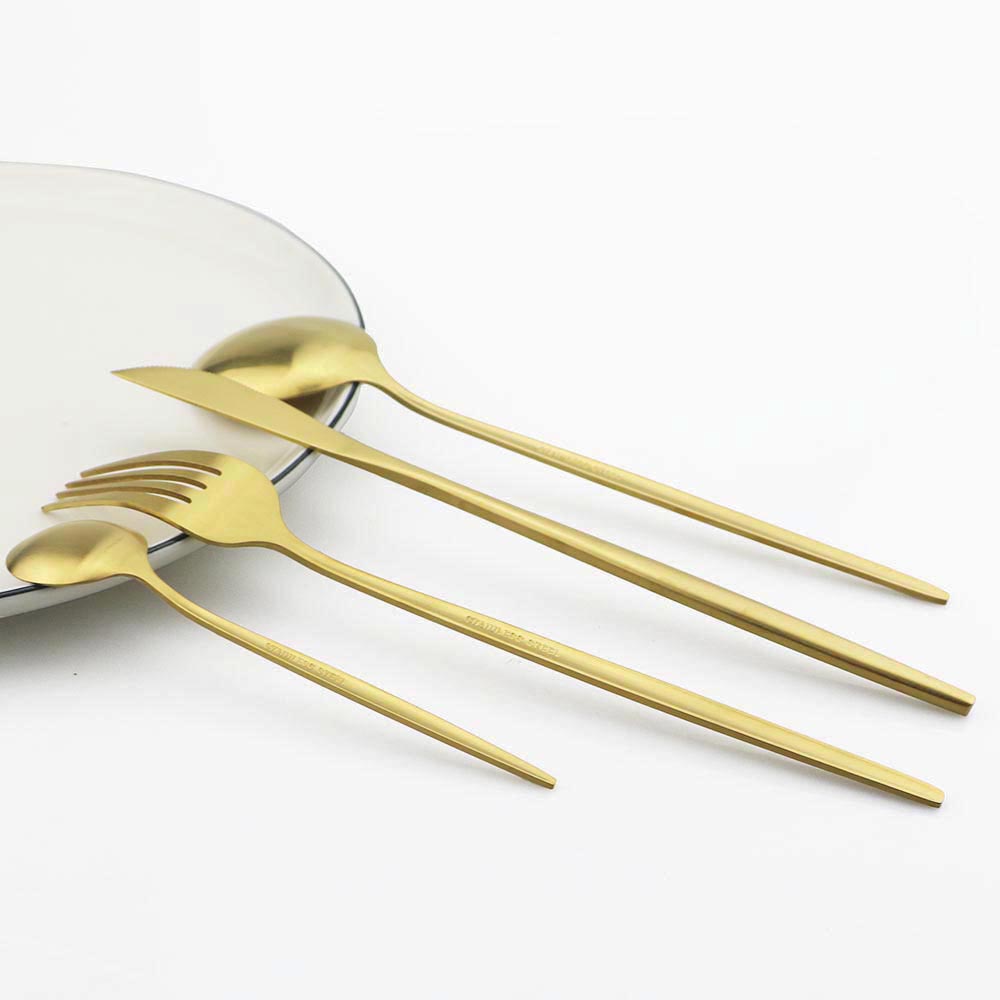 6Pcs Matte Stainless Steel Tea - Gold Cutlery Flatware recensie en prijs