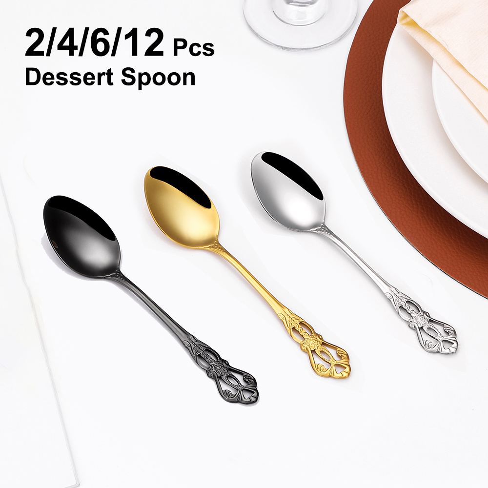 2/4/6/12pcs Gold Dessert Spoon - Gold Cutlery Flatware recensie en prijs